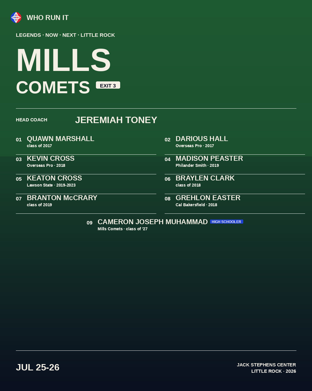 MILLS · Comets · Exit 3